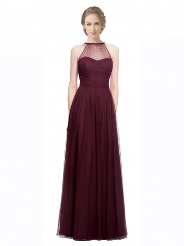 Long Sleeveless Tulle Red A-Line Bridesmaid Dress Newcastle