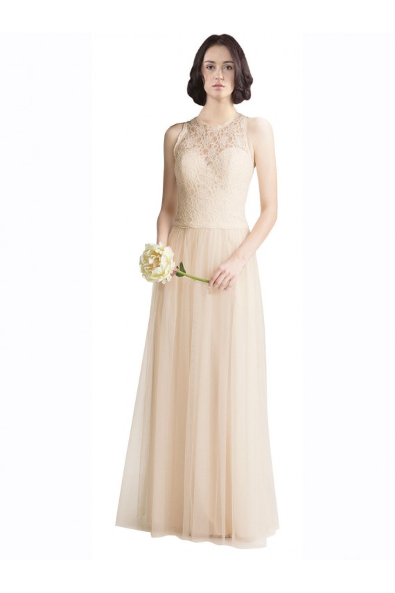 Long Sleeveless Tulle & Lace Ivory A-Line Bridesmaid Dress Newcastle