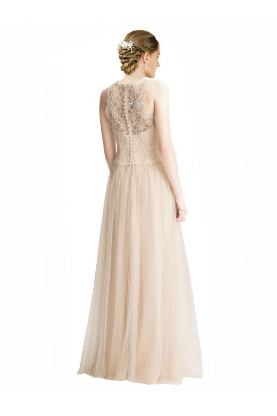 Long Sleeveless Tulle & Lace Ivory A-Line Bridesmaid Dress Newcastle