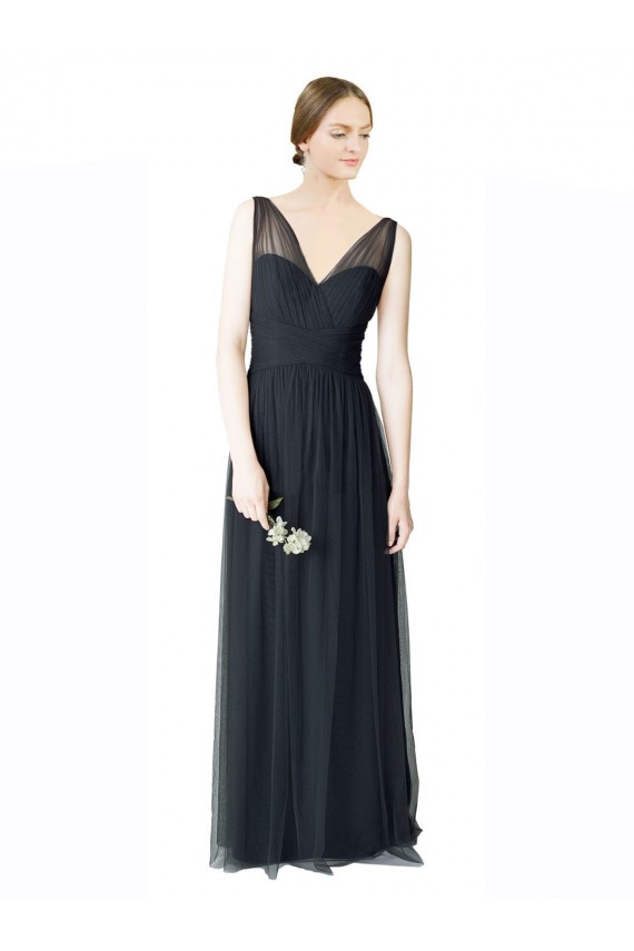 Long Sleeveless Tulle Pewter A-Line Formal Dress / Bridesmaid Dress Newcastle