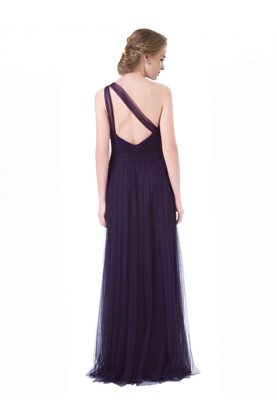 Long Sleeveless Tulle Plum A-Line Bridesmaid Dress Newcastle