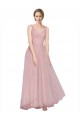 Long Sleeveless Tulle Pink V-Neck A-Line Bridesmaid Dress Newcastle