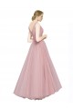 Long Sleeveless Tulle Pink V-Neck A-Line Bridesmaid Dress Newcastle