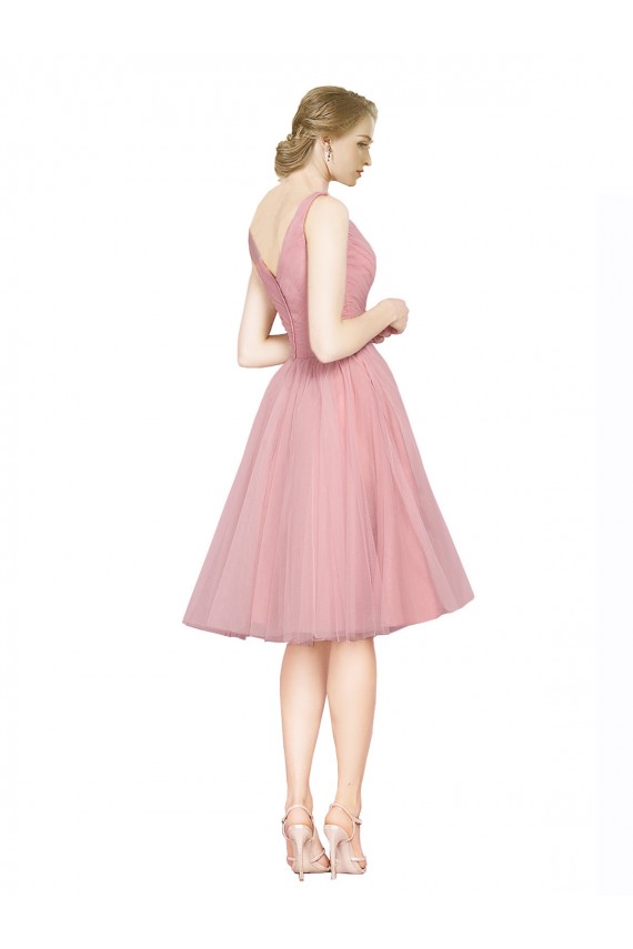 Knee Length Sleeveless Tulle Pink A-Line Bridesmaid Gown Newcastle