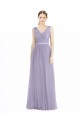 Long Sleeveless Tulle Lilac V-Neck A-Line Bridesmaid Dress Newcastle