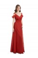 Long Cold Shoulder Tulle Red A-Line Formal Dress / Bridesmaid Dress Newcastle