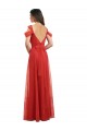 Long Cold Shoulder Tulle Red A-Line Formal Dress / Bridesmaid Dress Newcastle