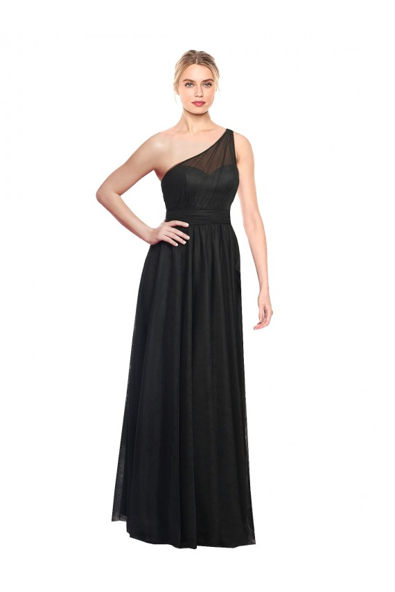 Long Sleeveless Tulle Black A-Line Bridesmaid Dress / Evening Dress Newcastle
