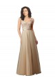 Long Sleeveless Tulle & Lace Champagne A-Line Bridesmaid Dress Newcastle