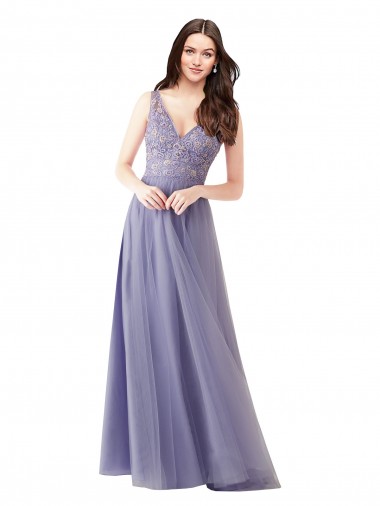 Long Sleeveless Tulle & Lace A-Line Formal Dress / Bridesmaid Dress Newcastle