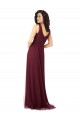Long Sleeveless Tulle Burgundy Gold A-Line Bridesmaid Dress Newcastle