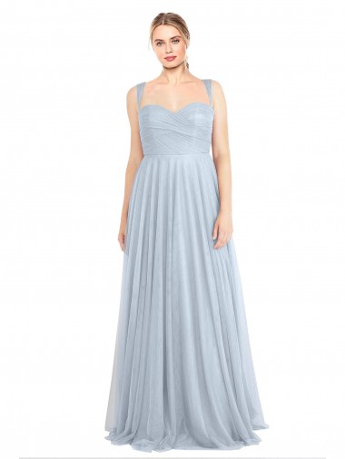 Long Sleeveless Tulle Light Sky Blue A-Line Evening Gown / Bridesmaid Dress Newcastle