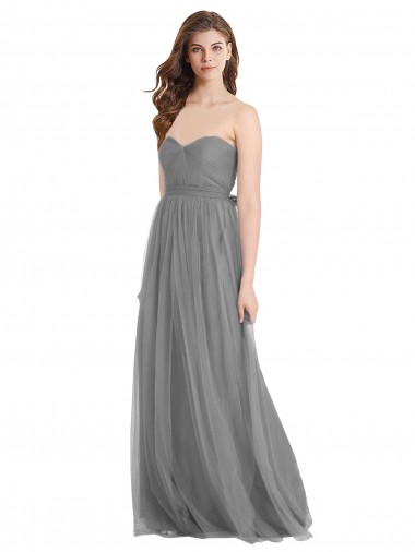 Long Sleeveless Tulle Slate Grey A-Line Bridesmaid Gown Newcastle