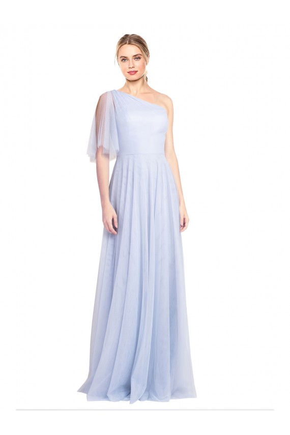 Long Flutter Sleeves Tulle Light Sky Blue A-Line Bridesmaid Dress Newcastle