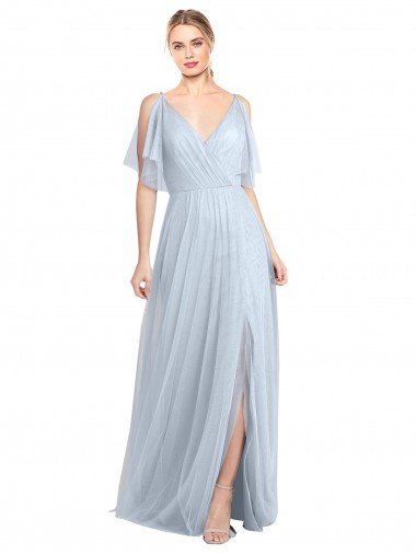 Long Flutter Sleeves Tulle Light Sky Blue A-Line Bridesmaid Dress / Evening Dress Newcastle
