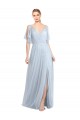 Long Flutter Sleeves Tulle Light Sky Blue A-Line Bridesmaid Dress / Evening Dress Newcastle