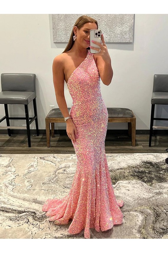 Sweep Train Sleeveless Velvet Sequin Pink Sheath Prom Dress Newcastle