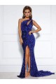 Court Train Sleeveless Velvet Sequin Royal Blue Mermaid Prom Dress / Evening Dress Newcastle