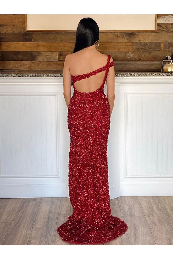 Sweep Train Sleeveless Velvet Sequin Burgundy Sheath Prom Dress Newcastle