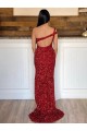 Sweep Train Sleeveless Velvet Sequin Burgundy Sheath Prom Dress Newcastle