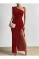 Long Sleeveless Velvet Sequin Red Sheath Prom Dress / Evening Dress Newcastle
