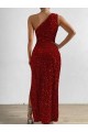 Long Sleeveless Velvet Sequin Red Sheath Prom Dress / Evening Dress Newcastle