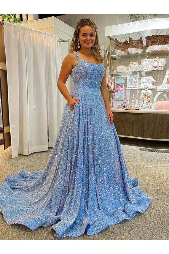 Court Train Sleeveless Velvet Sequin A-Line Prom Dress / Evening Dress Newcastle
