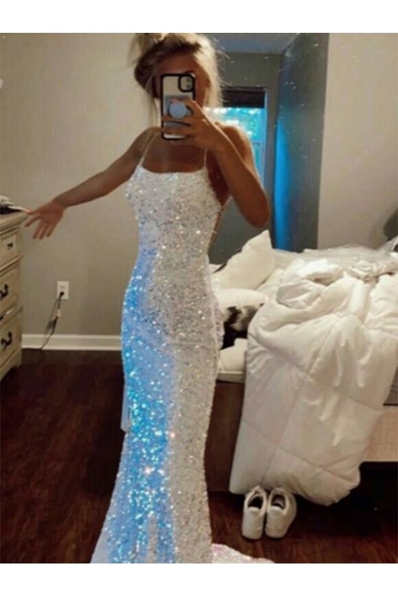 Sweep Train Sleeveless Velvet Sequin Spaghetti Straps Sheath Evening Dress Newcastle