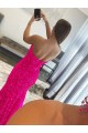 Sweep Train Sleeveless Velvet Sequin Fuchsia Sheath Prom Dress Newcastle