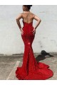 Court Train Sleeveless Velvet Sequin Burgundy Mermaid Prom Dress / Evening Gown Newcastle