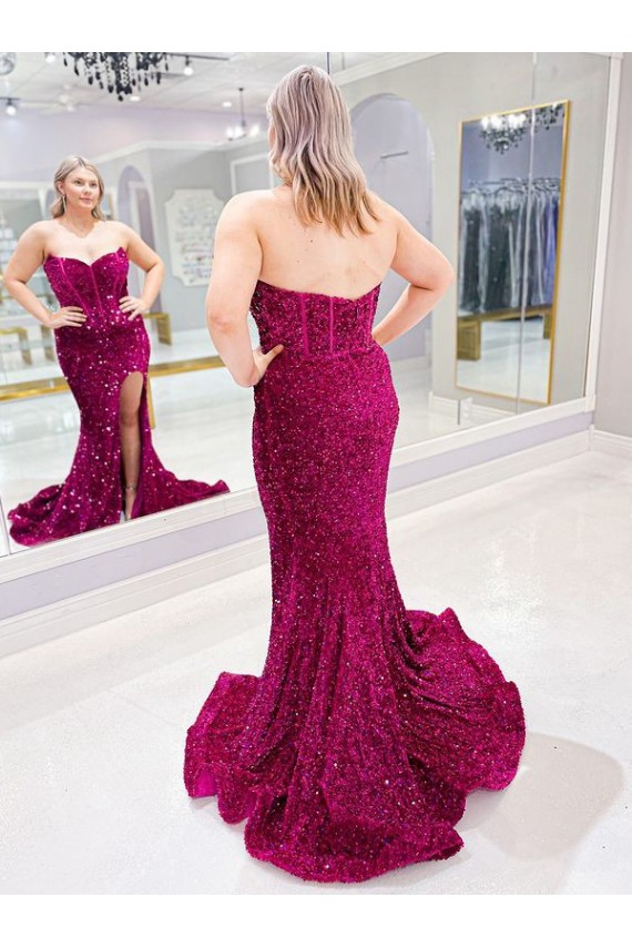 Sweep Train Sleeveless Velvet Sequin Sweetheart Sheath Evening Dress Newcastle
