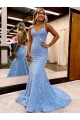 Sweep Train Sleeveless Velvet Sequin Periwinkle Sheath Evening Gown Newcastle