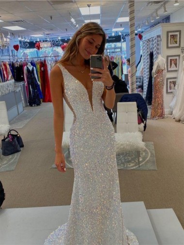 Sweep Train Sleeveless Velvet Sequin Sheath Prom Dresses Newcastle
