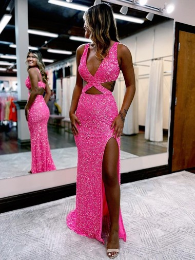 Long Sweep Train Sleeveless Velvet Sequin Sheath Evening Dress Newcastle