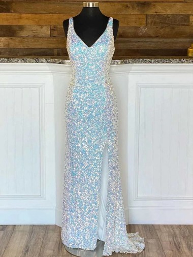 Sweep Train Sleeveless Velvet Sequin Sheath Evening Gown / Prom Dress Newcastle