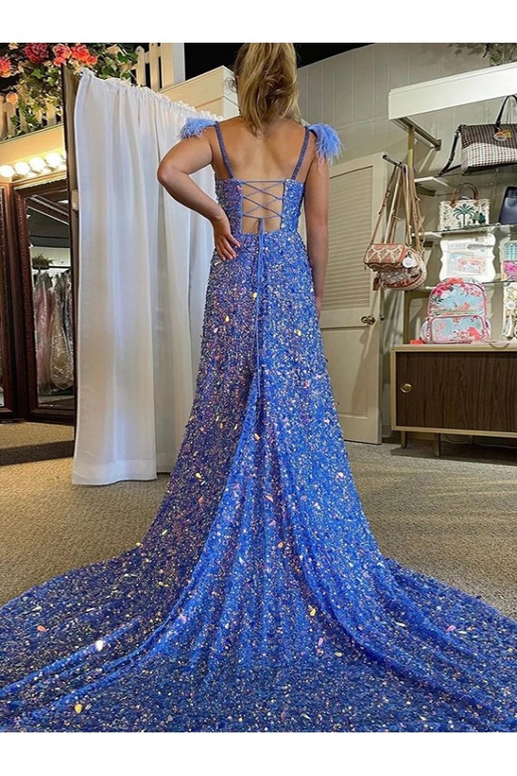 Court Train Sleeveless Velvet Sequin V-Neck A-Line Prom Dress / Evening Dress Newcastle
