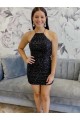 Short Sleeveless Velvet Sequin Black Sheath Prom Dress Newcastle