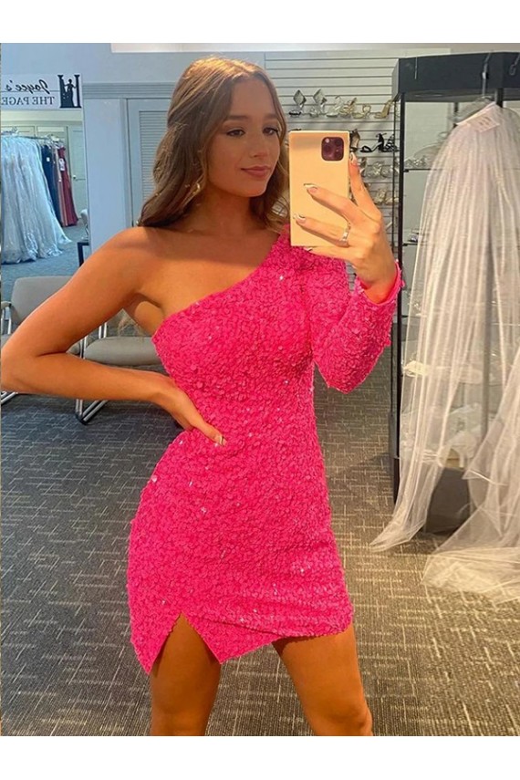 Short Long Sleeves Velvet Sequin Sheath Prom Dress / Evening Dress Newcastle