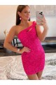 Short Sleeveless Velvet Sequin Fuchsia Sheath Prom Dresses Newcastle