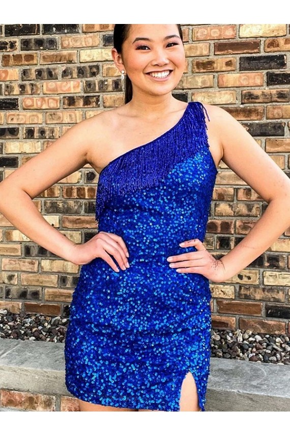 Short Sleeveless Velvet Sequin Royal Blue Sheath Homecoming Dresses Newcastle