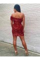 Short Sleeveless Velvet Sequin Burgundy Sheath Prom Dress Newcastle