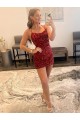 Short Sleeveless Velvet Sequin Burgundy Sheath Prom Dress / Evening Gown Newcastle