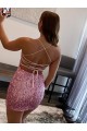 Short Sleeveless Velvet Sequin Hot Pink Sheath Evening Dress Newcastle
