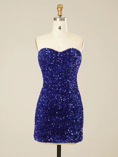 Short Sleeveless Velvet Sequin Sweetheart Sheath Prom Dress Newcastle