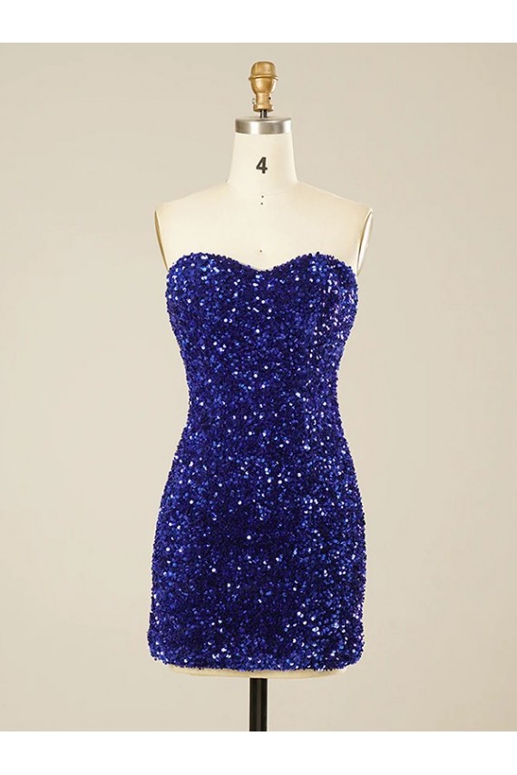 Short Sleeveless Velvet Sequin Sweetheart Sheath Prom Dress Newcastle