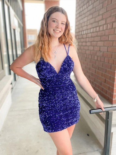 Short Sleeveless Velvet Sequin Sheath Cocktail Dress / Prom Dress Newcastle
