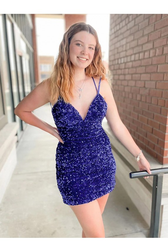 Short Sleeveless Velvet Sequin Sheath Cocktail Dress / Prom Dress Newcastle