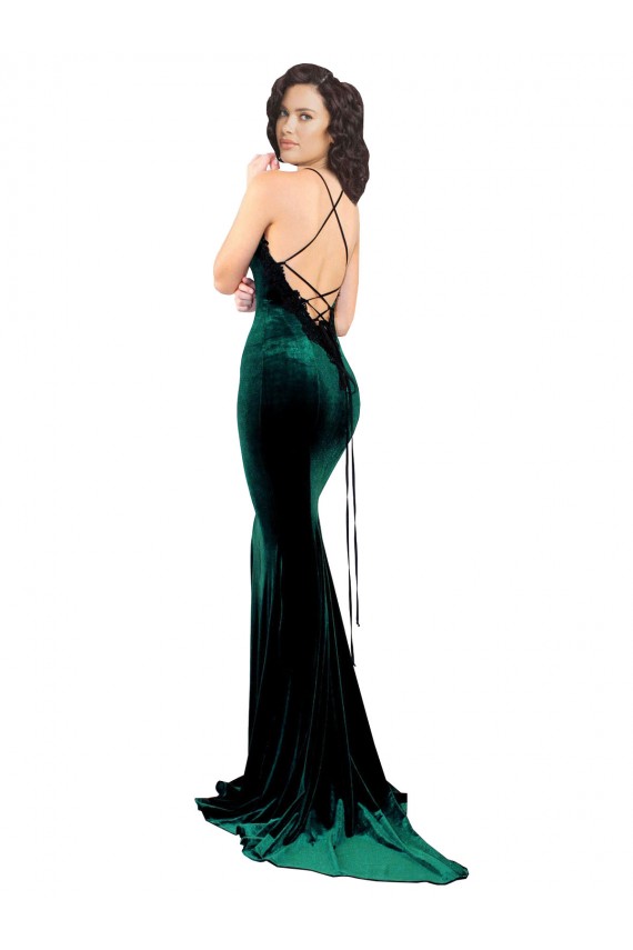 Sweep Train Sleeveless Stretch Velvet Dark Green Mermaid Formal Evening Gown / Prom Dress / Bridesmaid Dress Newcastle