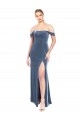 Long Sleeveless Stretch Velvet Dusty Blue A-Line Prom Dress / Bridesmaid Dress Newcastle