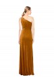 Long Sleeveless Stretch Velvet Gold One Shoulder A-Line Formal Evening Gown / Prom Dress / Bridesmaid Dress Newcastle